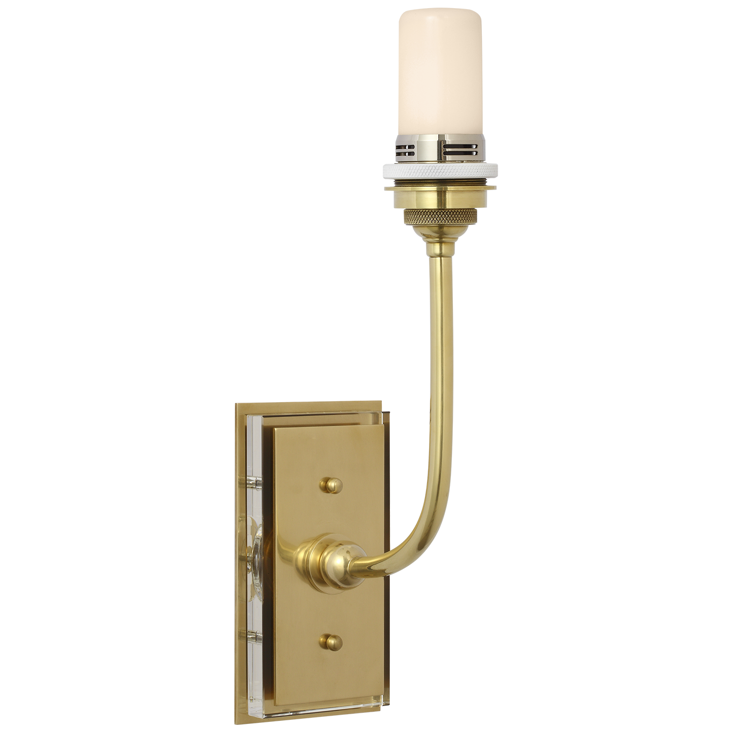 Hulton 17" Cordless Single Sconce | Hand-Rubbed Antique Brass | White Glass Shade