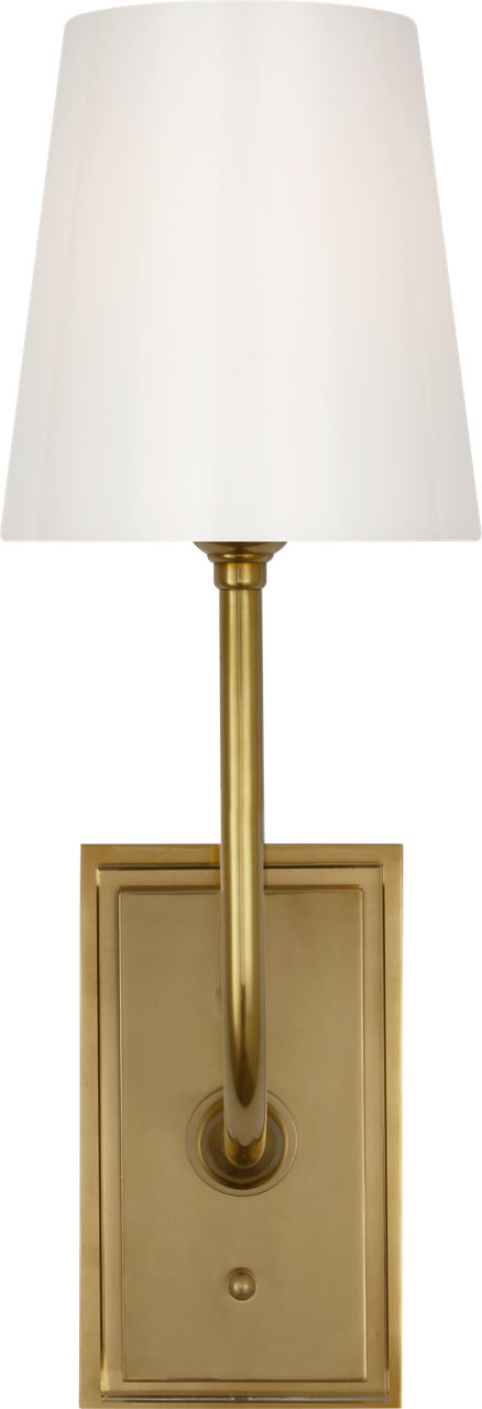 Hulton 17" Cordless Single Sconce | Hand-Rubbed Antique Brass | White Glass Shade