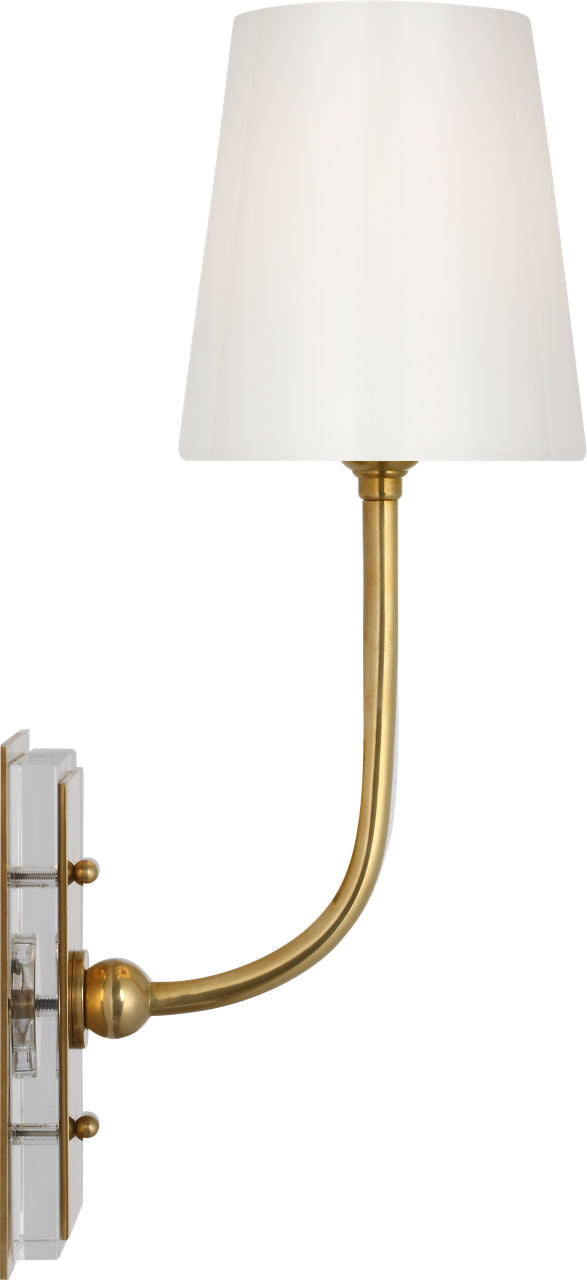 Hulton 17" Cordless Single Sconce | Hand-Rubbed Antique Brass | White Glass Shade