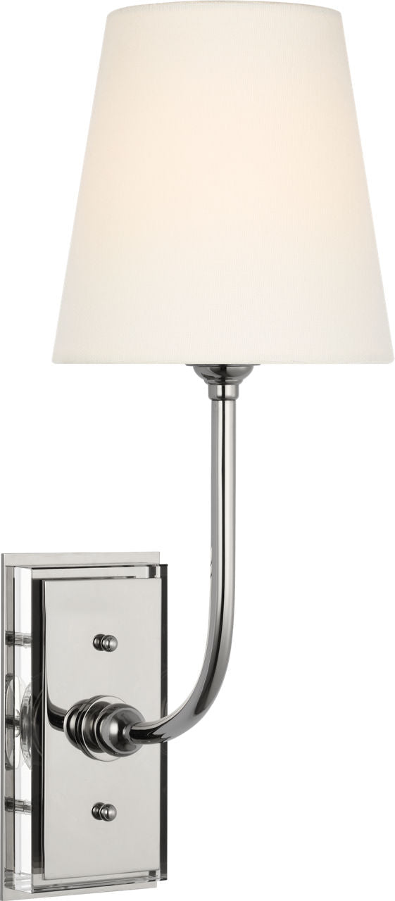 Hulton 17" Cordless Single Sconce | Polished Nickel | Linen Shade