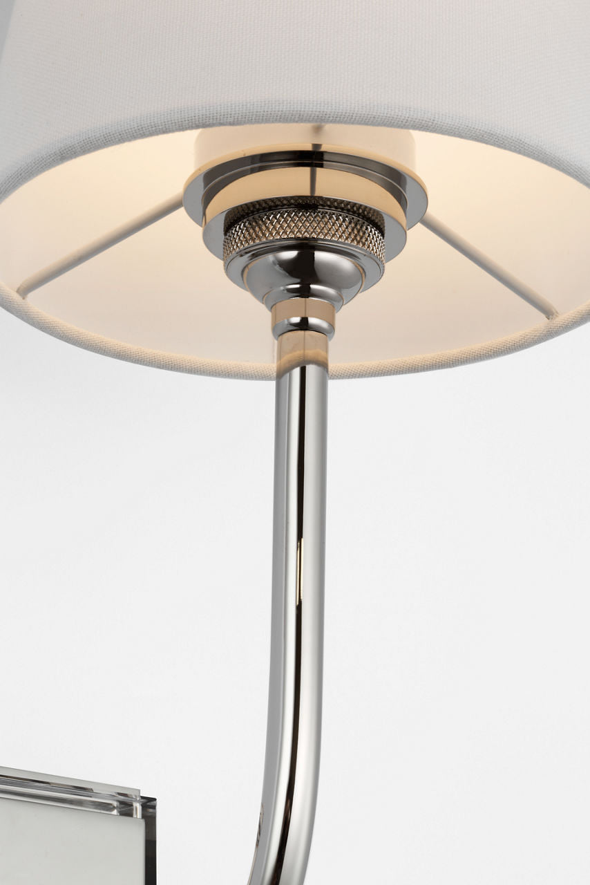 Hulton 17" Cordless Single Sconce | Polished Nickel | Linen Shade