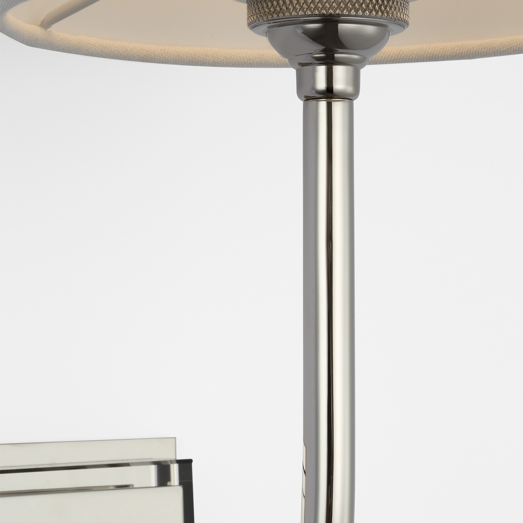 Hulton 17" Cordless Single Sconce | Polished Nickel | Linen Shade