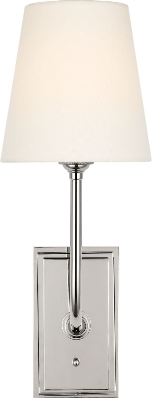 Hulton 17" Cordless Single Sconce | Polished Nickel | Linen Shade