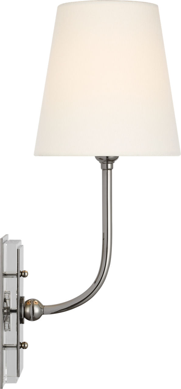 Hulton 17" Cordless Single Sconce | Polished Nickel | Linen Shade
