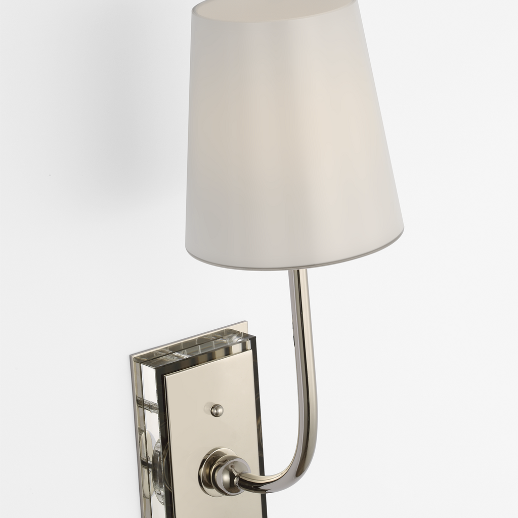 Hulton 17" Cordless Single Sconce | Polished Nickel | White Glass Shade