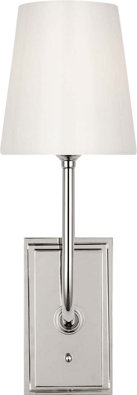 Hulton 17" Cordless Single Sconce | Polished Nickel | White Glass Shade