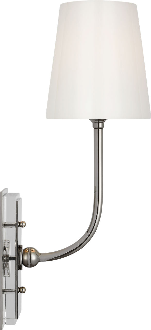 Hulton 17" Cordless Single Sconce | Polished Nickel | White Glass Shade