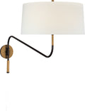 Canto Grande Swinging Wall Light | Bronze and Brass | Linen Shade