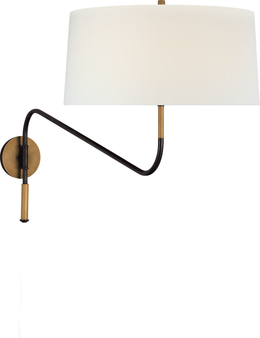 Canto Grande Swinging Wall Light | Bronze and Brass | Linen Shade