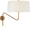 Canto Grande Swinging Wall Light | Hand-Rubbed Antique Brass | Linen Shade