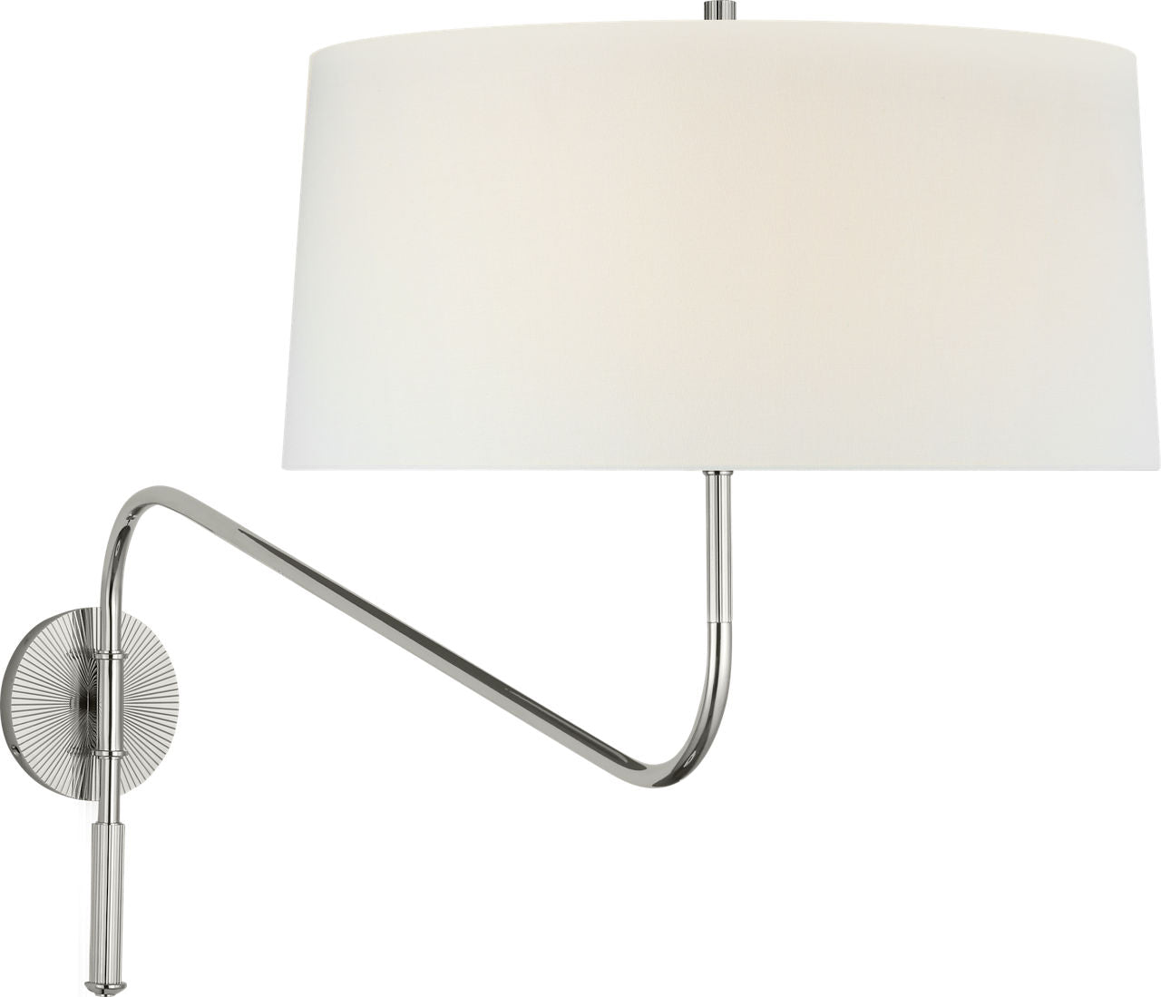 Canto Grande Swinging Wall Light | Polished Nickel | Linen Shade