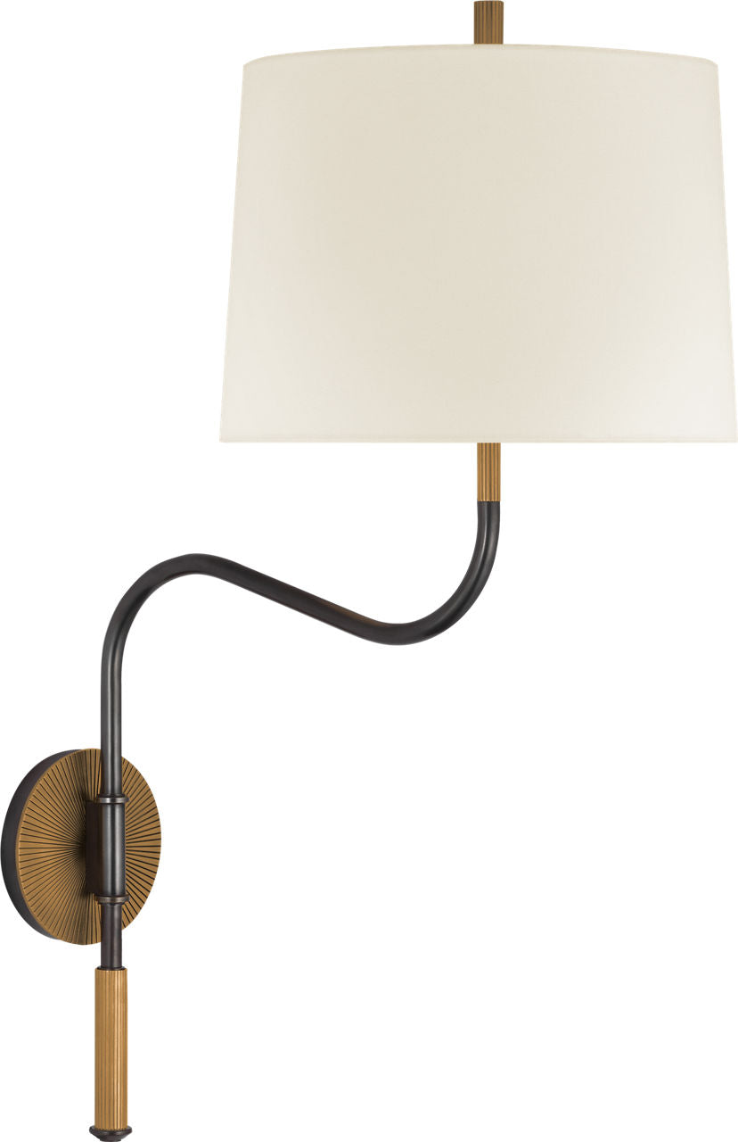 Canto Medium Swinging Wall Light | Bronze and Brass | Linen Shade