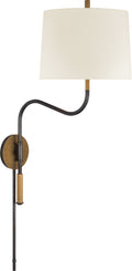 Canto Medium Swinging Wall Light | Bronze and Brass | Linen Shade