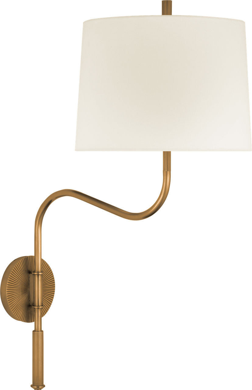 Canto Medium Swinging Wall Light | Hand-Rubbed Antique Brass | Linen Shade