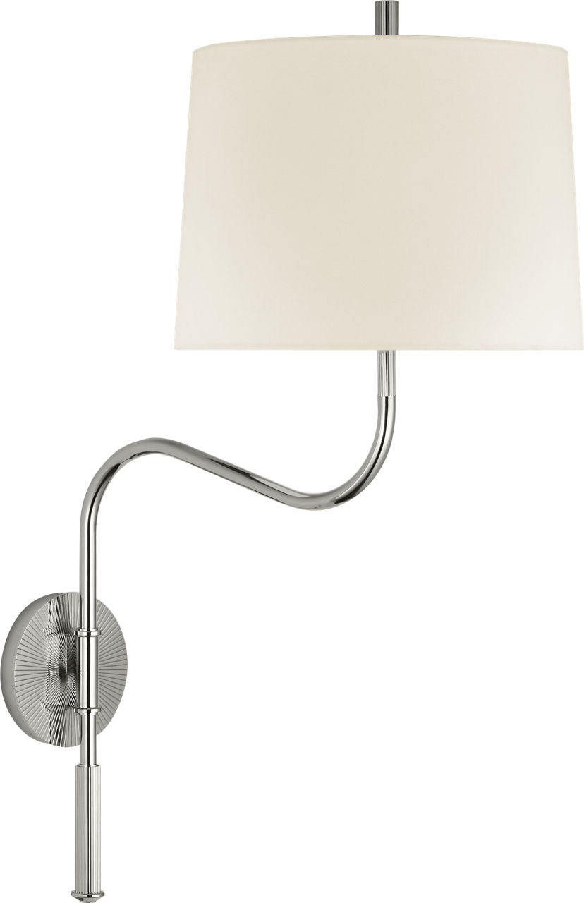 Canto Medium Swinging Wall Light | Polished Nickel | Linen Shade