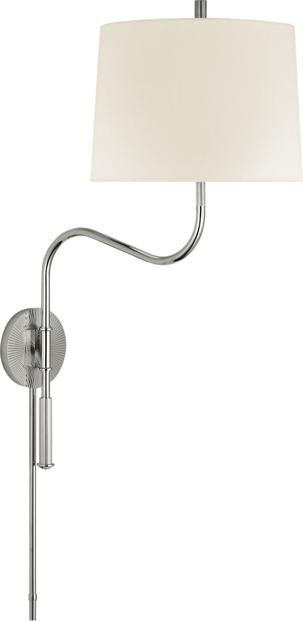 Canto Medium Swinging Wall Light | Polished Nickel | Linen Shade
