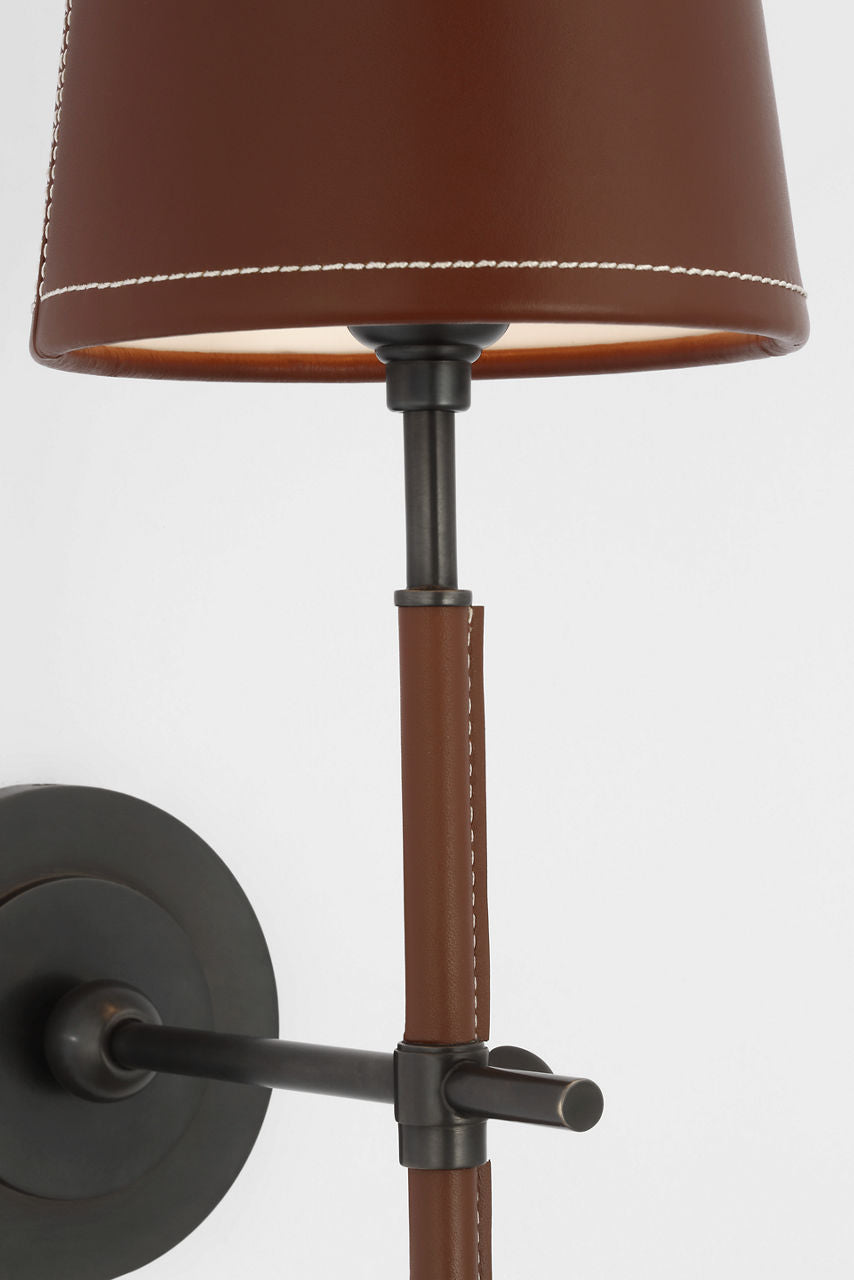 Bryant Wrapped Sconce | Bronze and Saddle Leather | Saddle Leather Shade