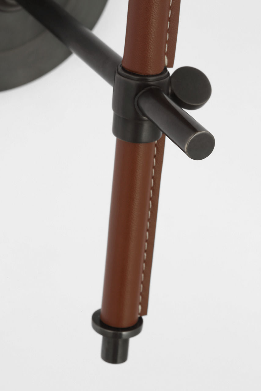 Bryant Wrapped Sconce | Bronze and Saddle Leather | Saddle Leather Shade