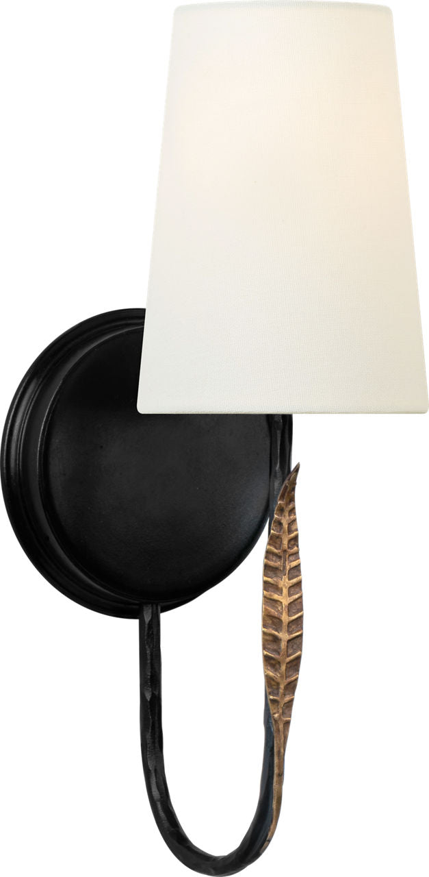 Kairos 14" Single Sconce | Aged Iron and Roman Bronze | Linen Shade