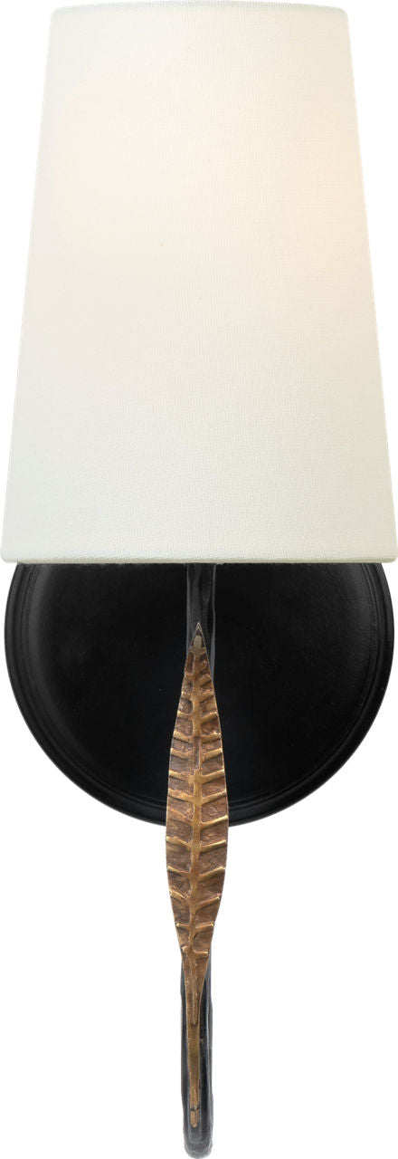 Kairos 14" Single Sconce | Aged Iron and Roman Bronze | Linen Shade