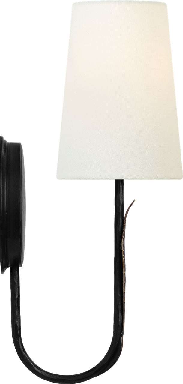 Kairos 14" Single Sconce | Aged Iron and Roman Bronze | Linen Shade