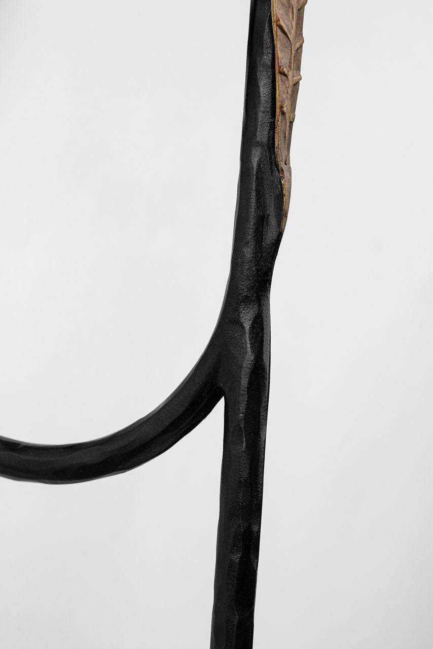 Kairos 27" Tail Sconce | Aged Iron and Roman Bronze | Linen Shade