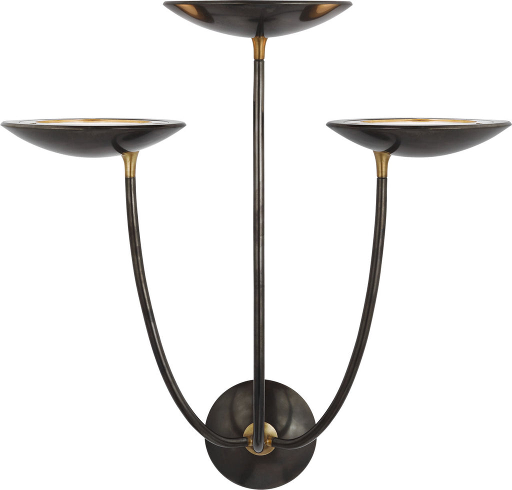 Keira Large Triple Sconce | Bronze and Hand-Rubbed Antique Brass