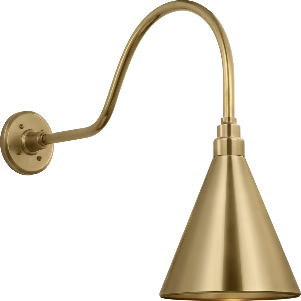 Academy 23" Flynn Barn Light | Hand-Rubbed Antique Brass | 9 | 9" Hand-Rubbed Antique Brass Conical Savannah Shade