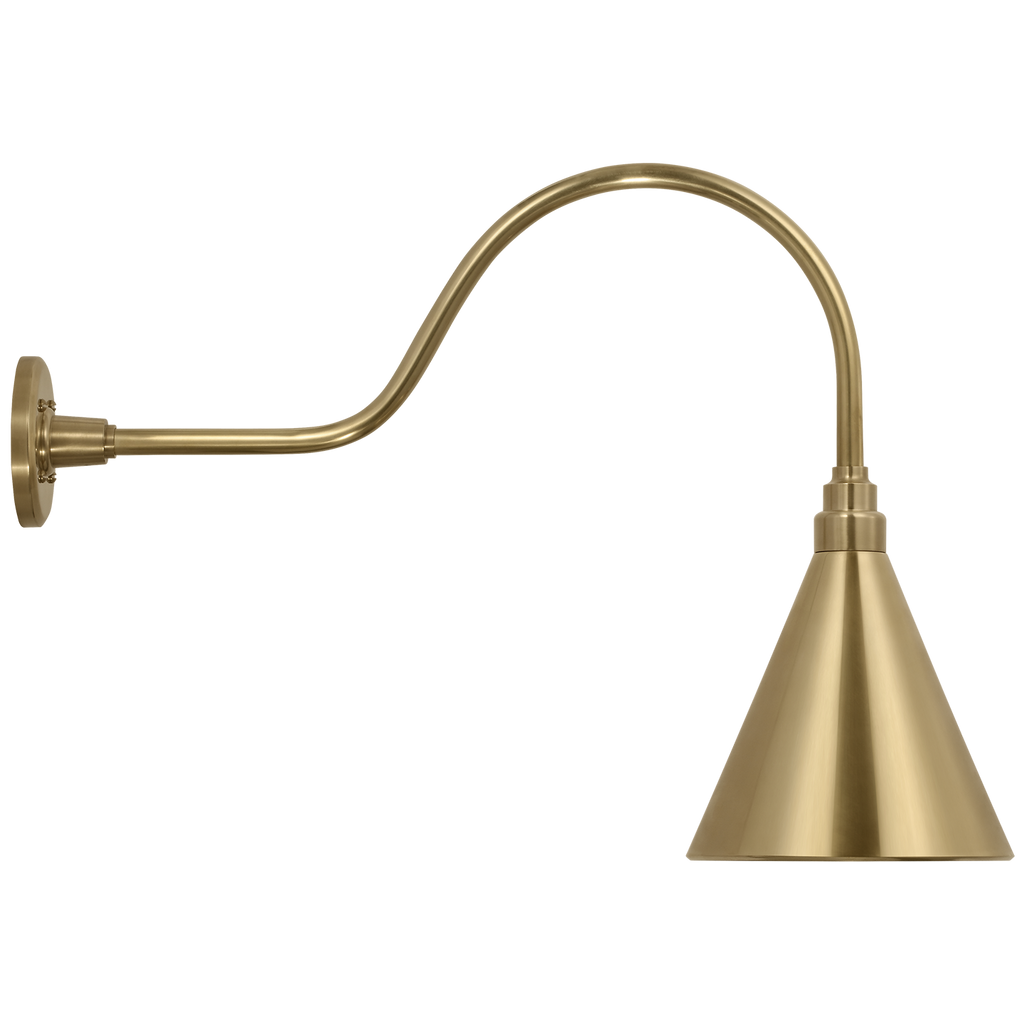 Academy 23" Flynn Barn Light | Hand-Rubbed Antique Brass | 9 | 9" Hand-Rubbed Antique Brass Conical Savannah Shade