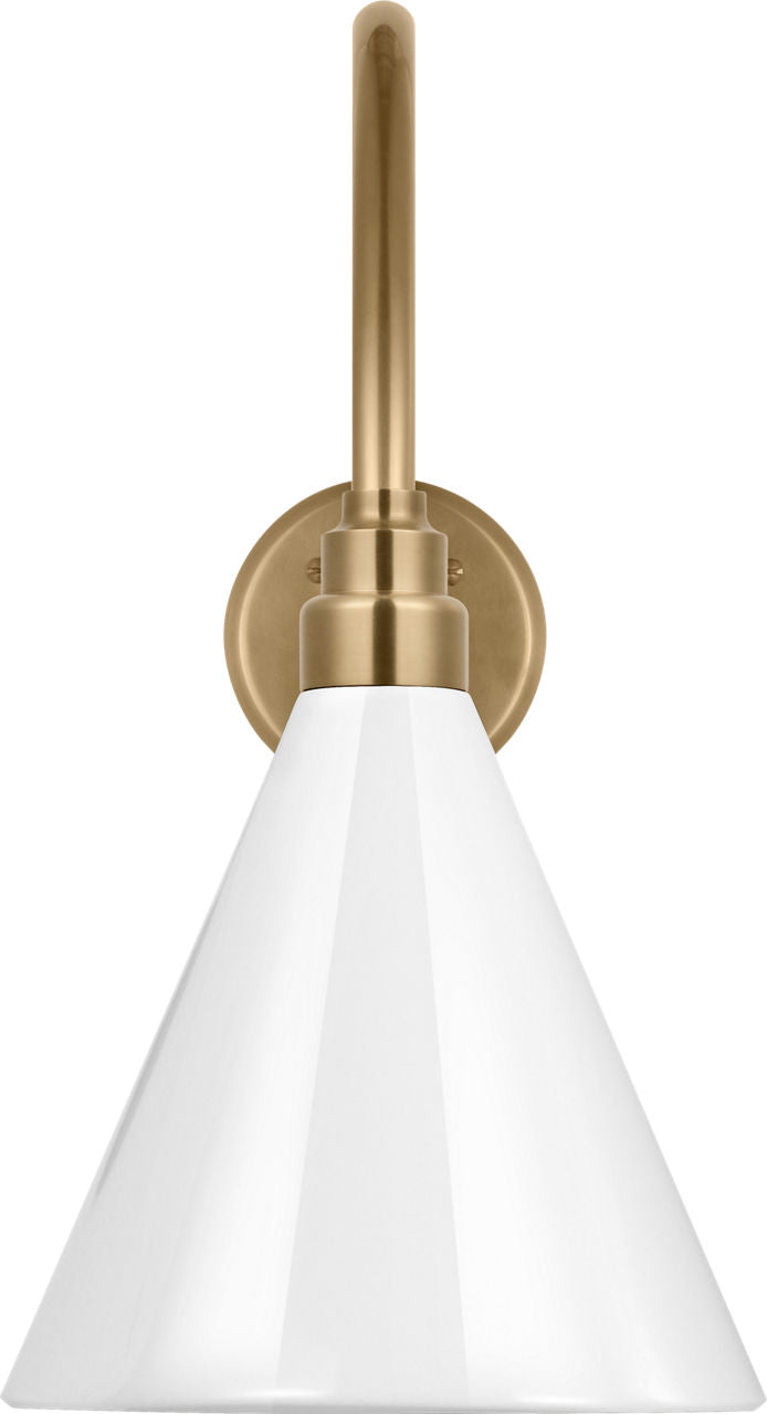 Academy 23" Flynn Barn Light | Hand-Rubbed Antique Brass | 9 | 9" White Conical Savannah Shade
