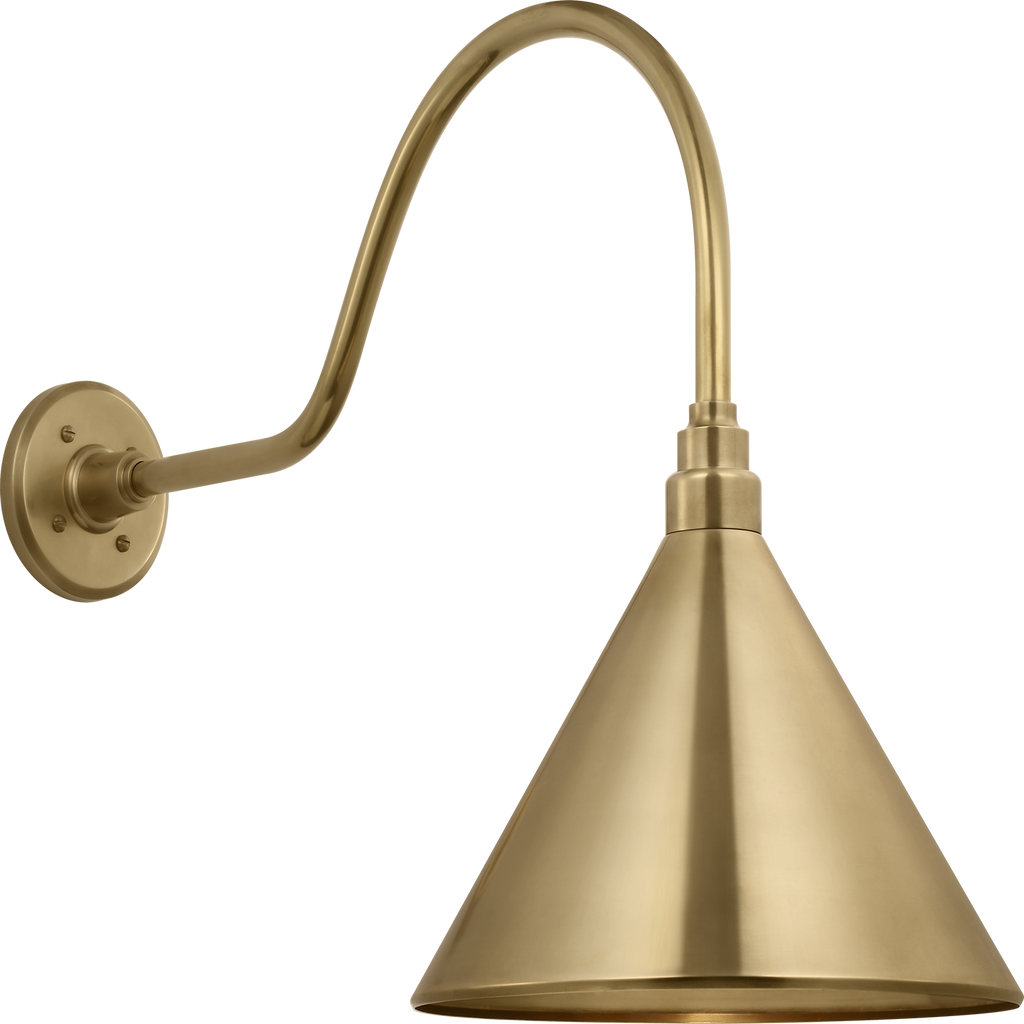 Academy 23" Flynn Barn Light | Hand-Rubbed Antique Brass | 12.5 | 12.5" Hand-Rubbed Antique Brass Conical Savannah Shade
