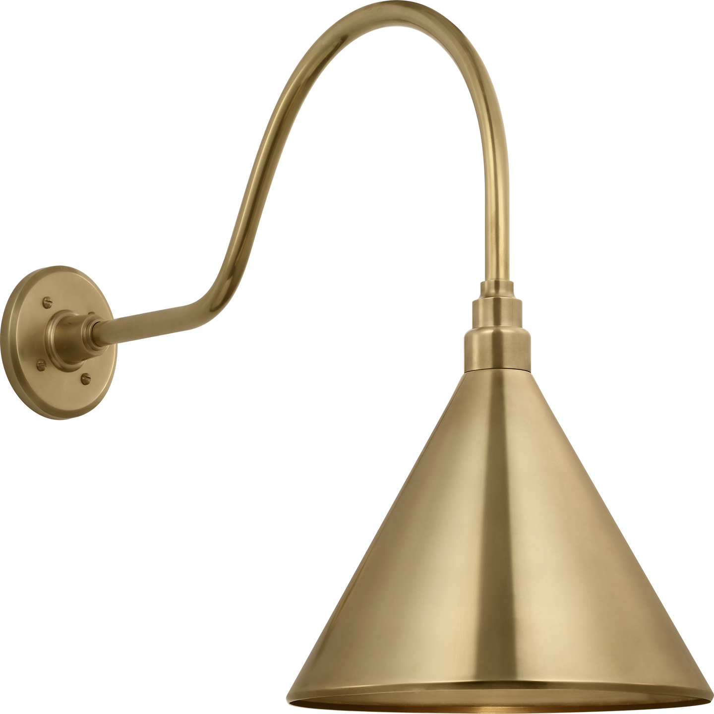 Academy 23" Flynn Barn Light | Hand-Rubbed Antique Brass | 12.5 | 12.5" Hand-Rubbed Antique Brass Conical Savannah Shade