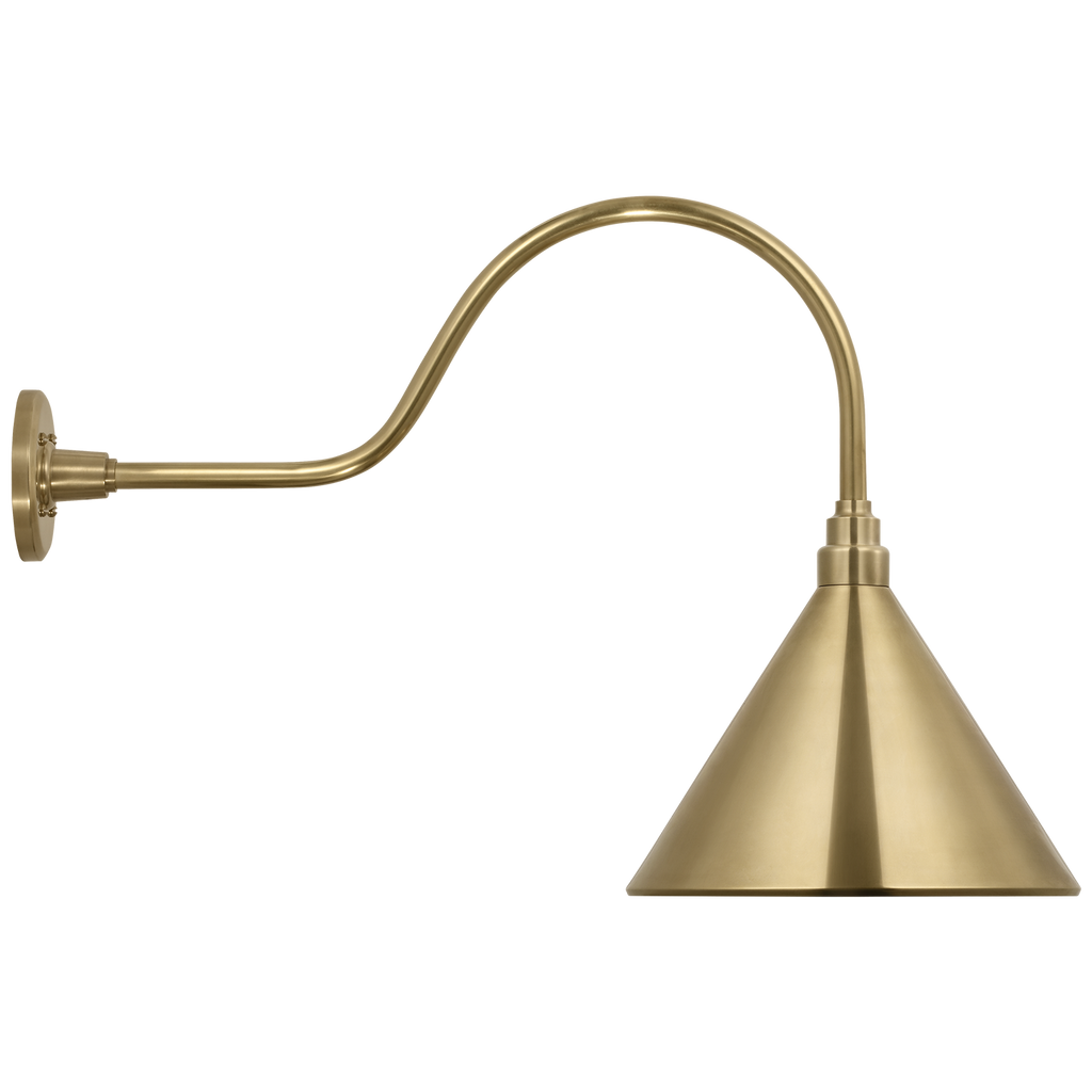 Academy 23" Flynn Barn Light | Hand-Rubbed Antique Brass | 12.5 | 12.5" Hand-Rubbed Antique Brass Conical Savannah Shade