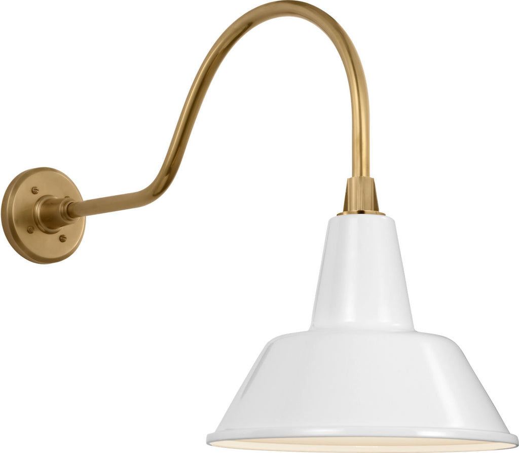 Academy 23" Flynn Barn Light | Hand-Rubbed Antique Brass | 12.5 | 12.5" White Bowers Shade