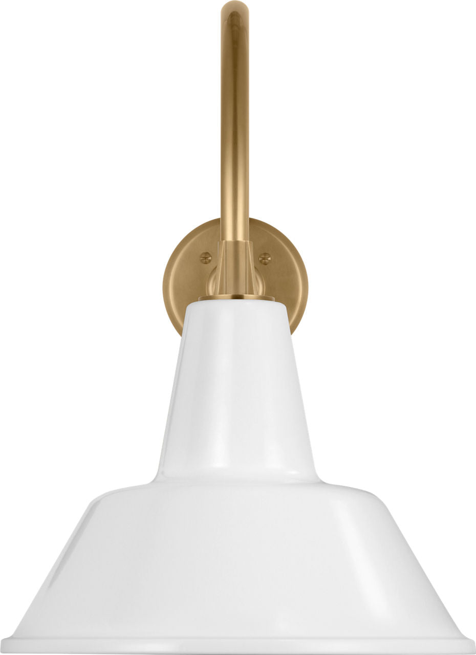 Academy 23" Flynn Barn Light | Hand-Rubbed Antique Brass | 12.5 | 12.5" White Bowers Shade