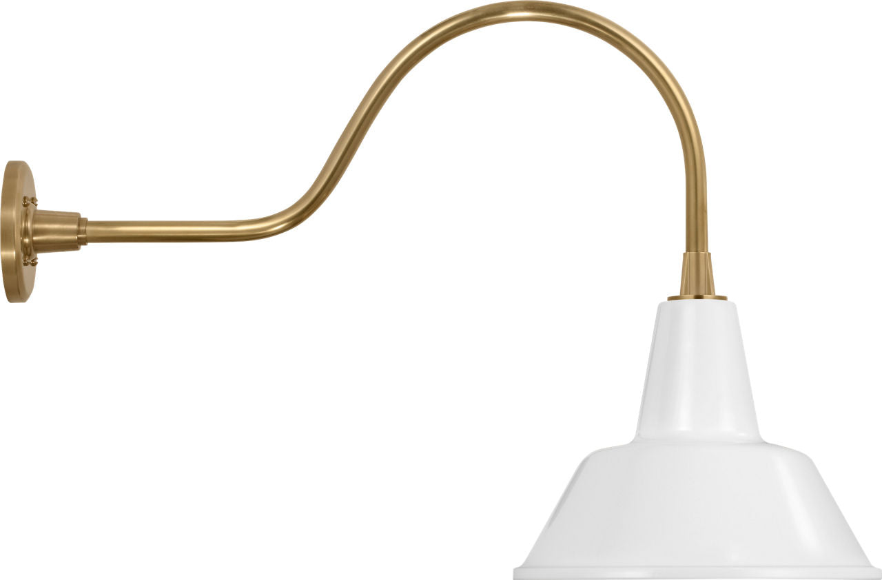 Academy 23" Flynn Barn Light | Hand-Rubbed Antique Brass | 12.5 | 12.5" White Bowers Shade