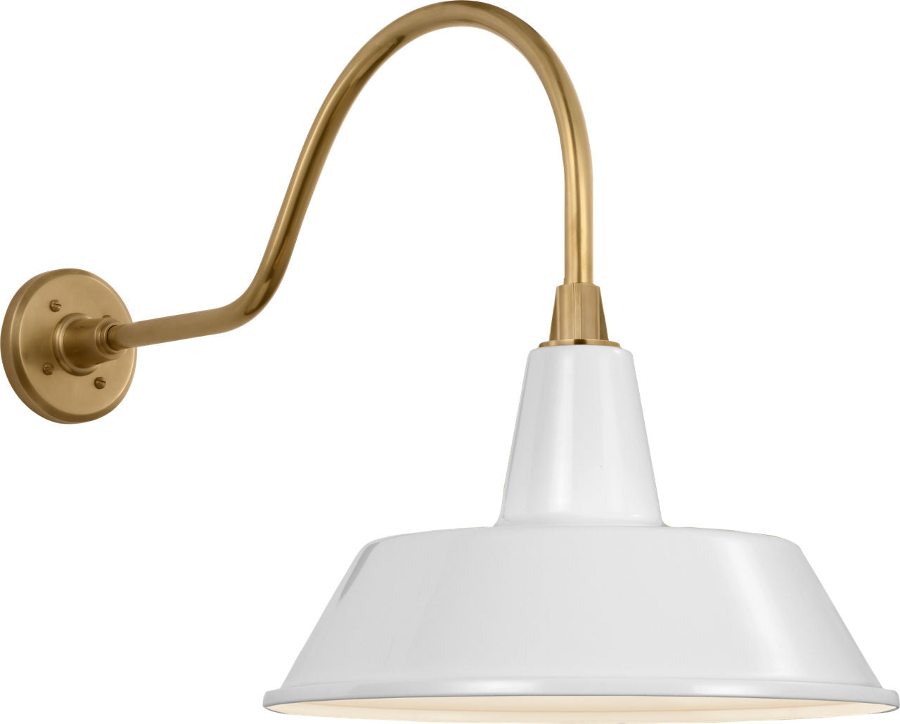 Academy 23" Flynn Barn Light | Hand-Rubbed Antique Brass | 16 | 16" White Bowers Shade