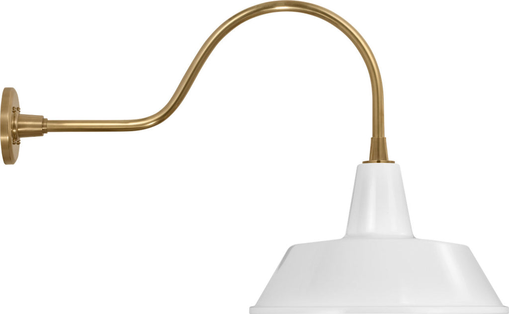 Academy 23" Flynn Barn Light | Hand-Rubbed Antique Brass | 16 | 16" White Bowers Shade
