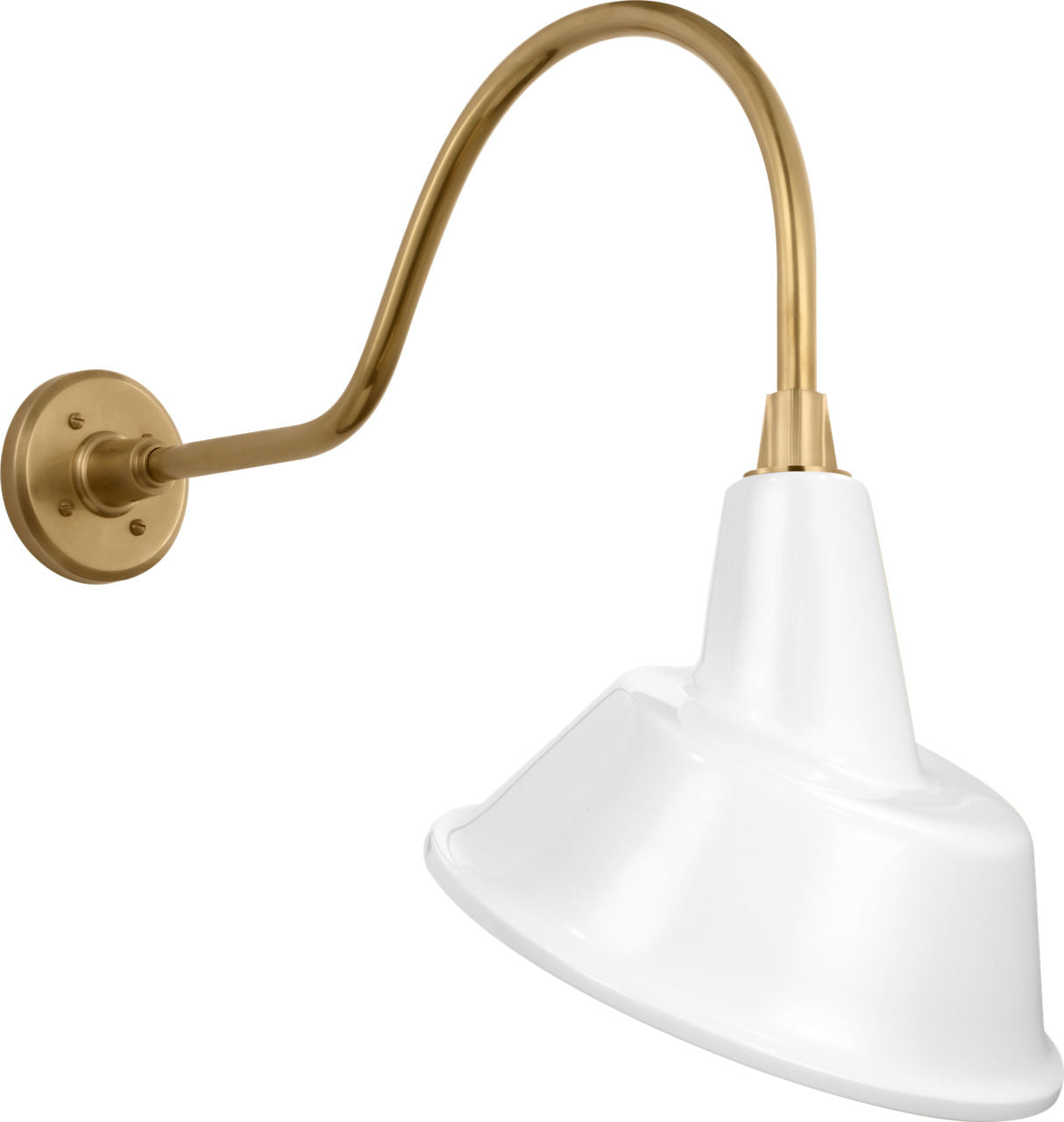 Academy 23" Flynn Barn Light | Hand-Rubbed Antique Brass | 12.5 | 12.5" White Tilted Bowers Shade