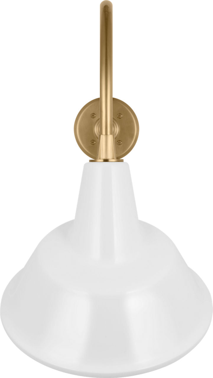 Academy 23" Flynn Barn Light | Hand-Rubbed Antique Brass | 12.5 | 12.5" White Tilted Bowers Shade