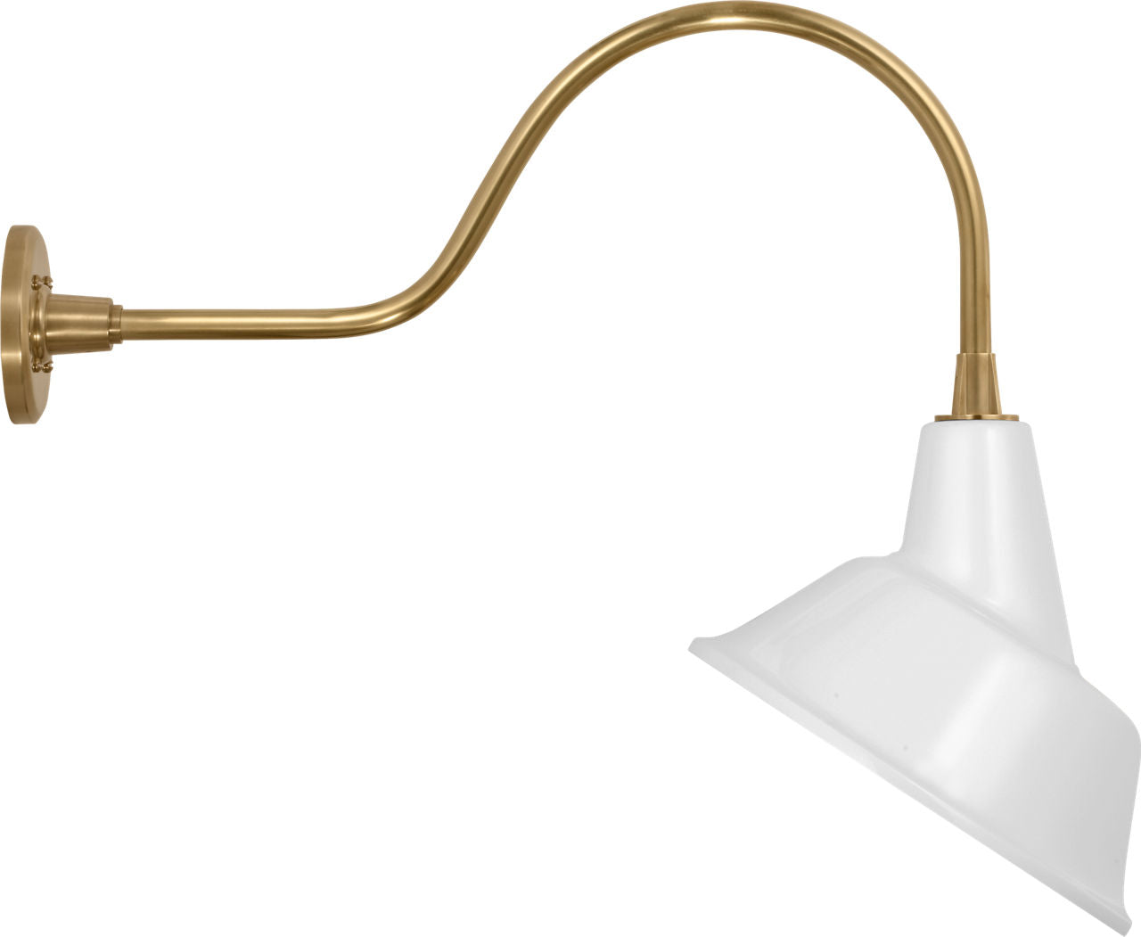 Academy 23" Flynn Barn Light | Hand-Rubbed Antique Brass | 12.5 | 12.5" White Tilted Bowers Shade