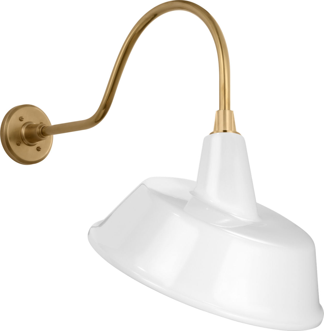 Academy 23" Flynn Barn Light | Hand-Rubbed Antique Brass | 16 | 16" White Tilted Bowers Shade