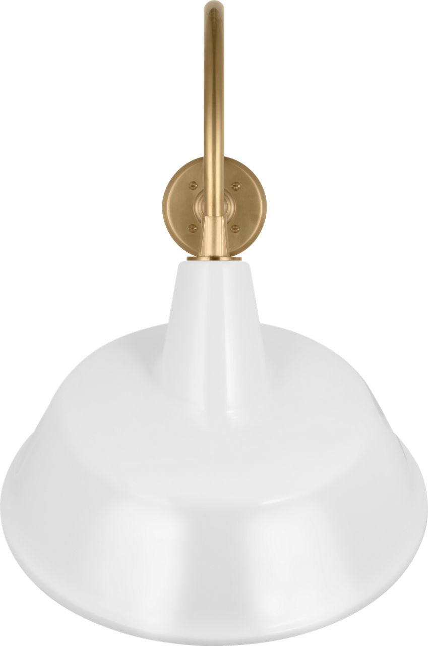 Academy 23" Flynn Barn Light | Hand-Rubbed Antique Brass | 16 | 16" White Tilted Bowers Shade