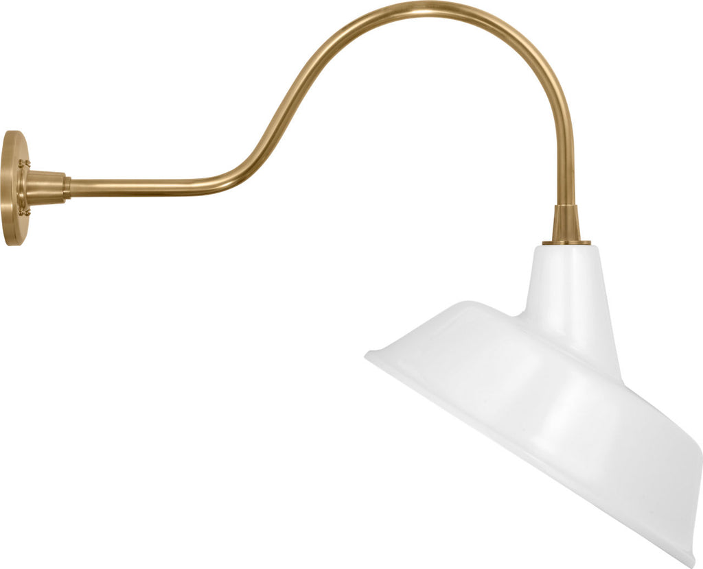 Academy 23" Flynn Barn Light | Hand-Rubbed Antique Brass | 16 | 16" White Tilted Bowers Shade