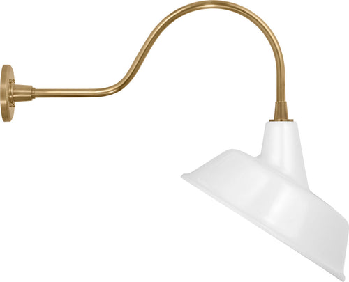 Academy 23" Flynn Barn Light | Hand-Rubbed Antique Brass | 16 | 16" White Tilted Bowers Shade
