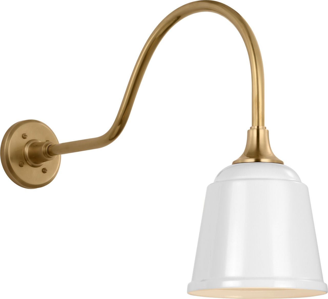 Academy 23" Flynn Barn Light | Hand-Rubbed Antique Brass | 8 | 8" White Rockhouse Shade