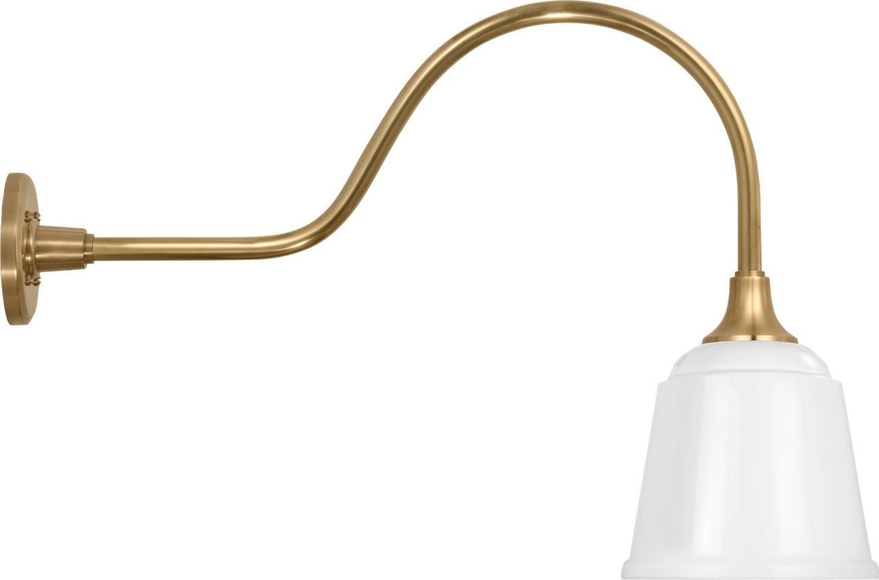 Academy 23" Flynn Barn Light | Hand-Rubbed Antique Brass | 8 | 8" White Rockhouse Shade