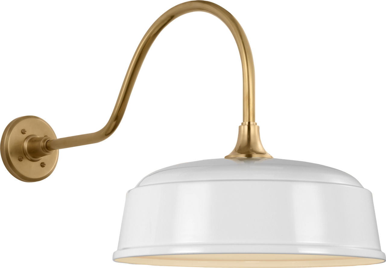 Academy 23" Flynn Barn Light | Hand-Rubbed Antique Brass | 16 | 16" White Rockhouse Shade