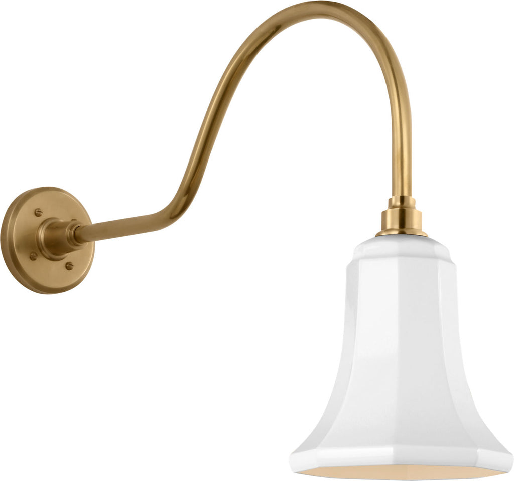 Academy 23" Flynn Barn Light | Hand-Rubbed Antique Brass | 7.5 | 7.5" White Savannah Shade