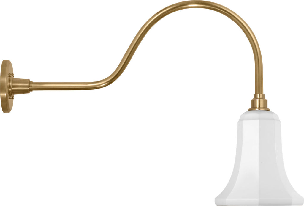Academy 23" Flynn Barn Light | Hand-Rubbed Antique Brass | 7.5 | 7.5" White Savannah Shade
